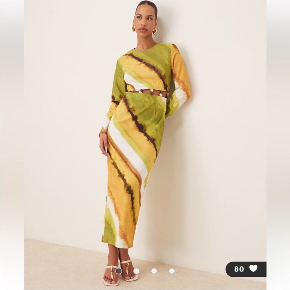 NWT NEVER FULLY DRESSED diagonal-print beaded-waist maxi dress Size US 2